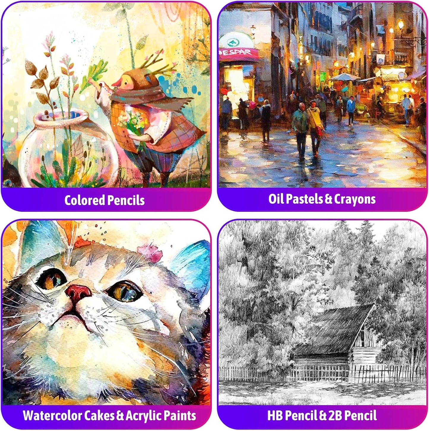 iBayam Gifts for Kids Teens Girls Women, 195-Pack Arts and Crafts Supplies for Adults Kids, Art Kits Paint Set for Acrylic Oil Watercolor Canvas Ceramic Rock Eggs Egg Tempera, Easter Basket Stuffers