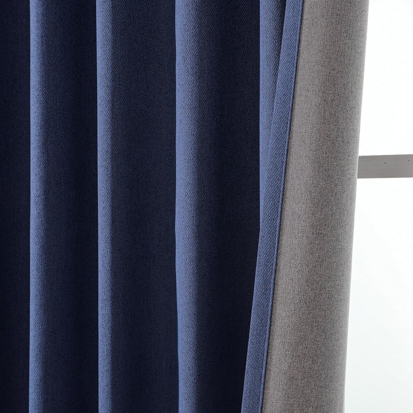 Joydeco Faux Linen Blackout Curtains for Bedroom,Blue Blackout Curtains 72 inches Long,100% Blackout Solid Thermal Insulated Window Drapes Luxury Decor for Living Room（W52xL72 Inch,Twilight Blue）