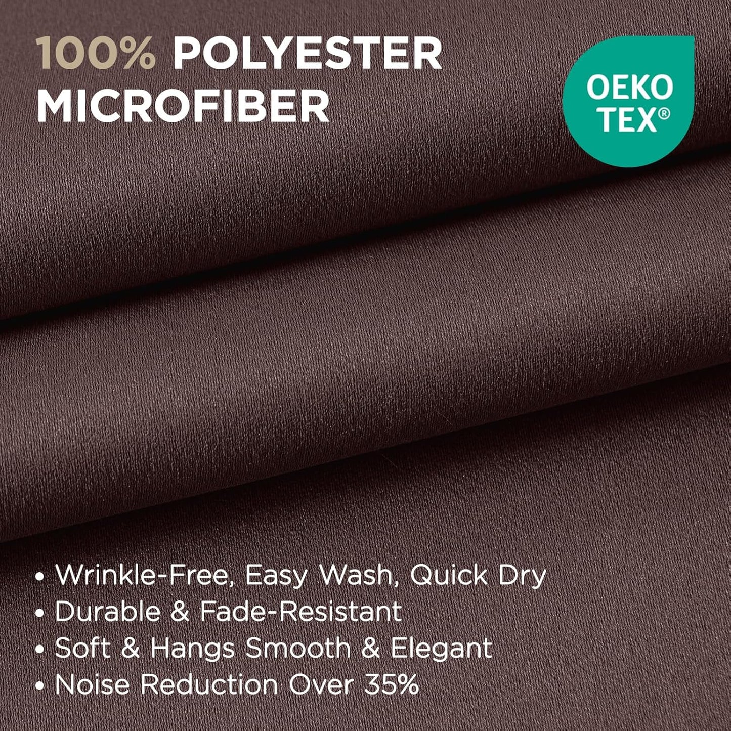 Joydeco Blackout Curtains 63 inch Length 2 Panels Set, Thermal Insulated Long Curtains & Drapes 2 Burg, Room Darkening Grommet Drapes for Bedroom Living Room Windows (W42 x L63 Inch, Chocolate)