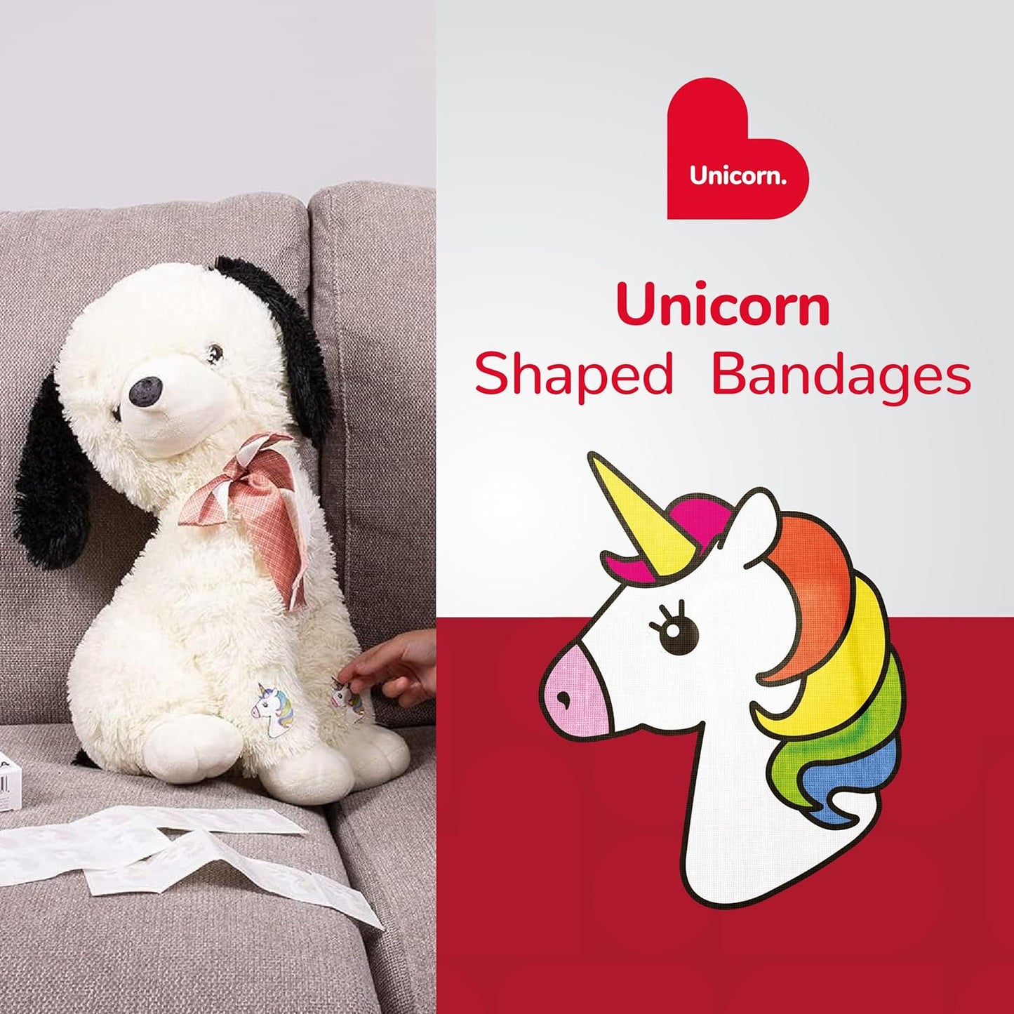 BioSwiss Bandages, Unicorn Shaped Self Adhesive Bandage, Latex Free Sterile Wound Care, Fun First Aid Kit Supplies for Kids, 50 Count