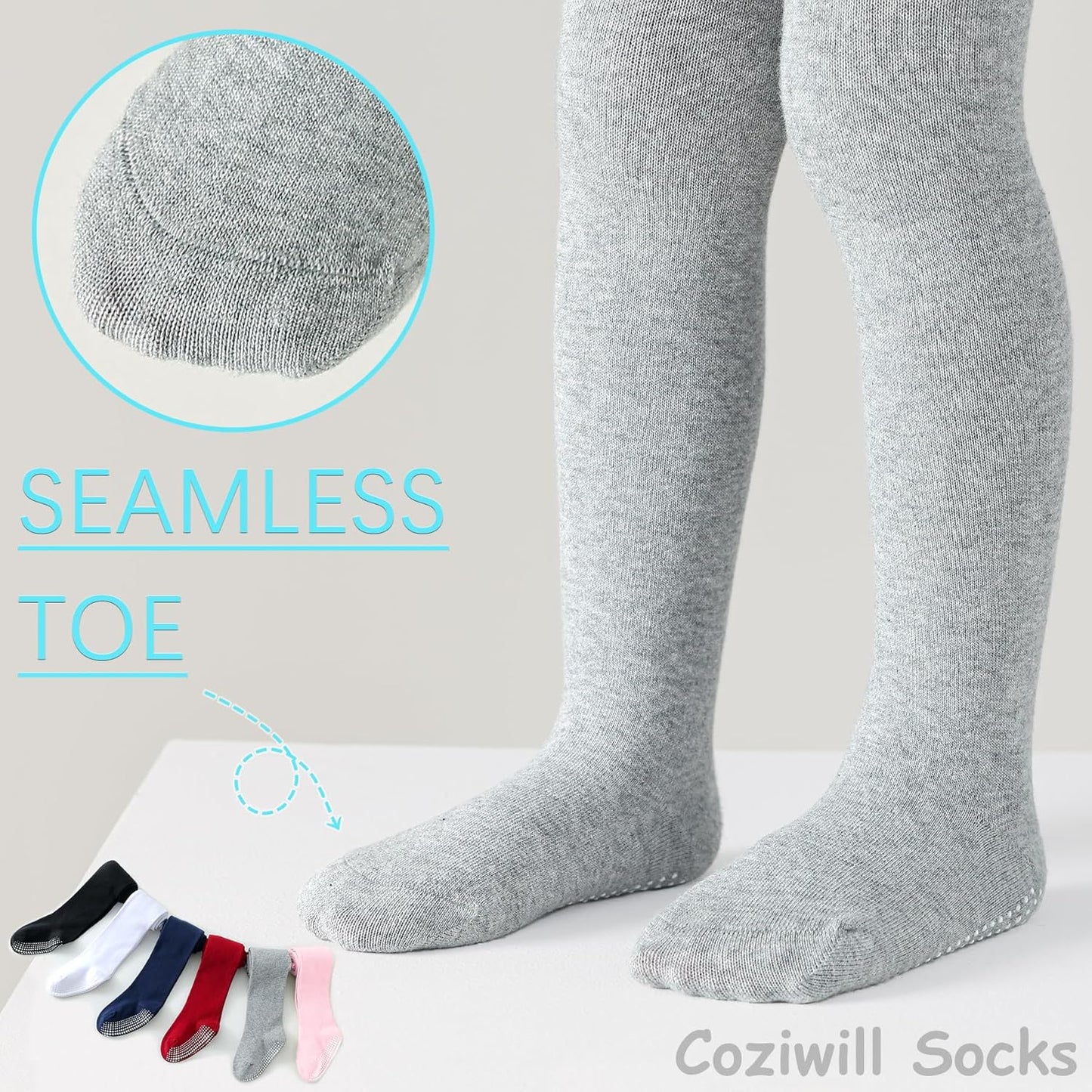 Baby Tights Non Slip Toddler Stockings Tights with Grippers Seamless Soft Cotton Knit Leggings Newborn