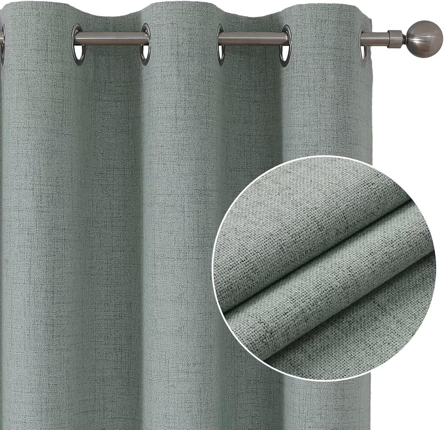 Joydeco Custom Sage Green Textured Total Blackout Curtain for Bedroom and Living Room. Grommet Textured Thermal Insulated Room Darkening Curtain 1 Panel (Custom Size and Color)