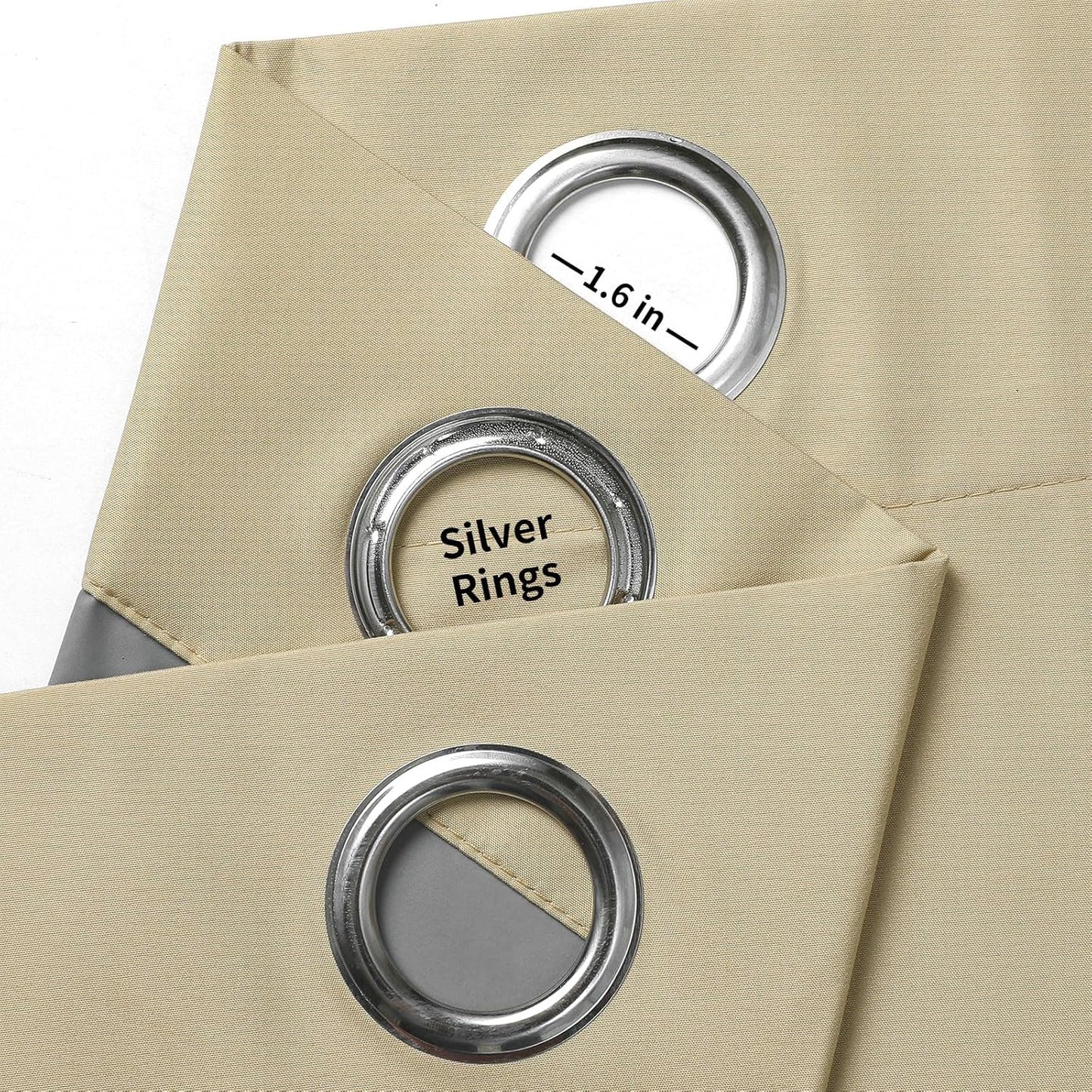 Joydeco 100% Beige Black Out Curtains 96 Inches Long 2 Panels Set, Blackout Curtains 96 Inches Long for Bedroom Windows, Solid Thermal Insulated 96 Inch Black Out Drapes 2 Panels for Livingroom