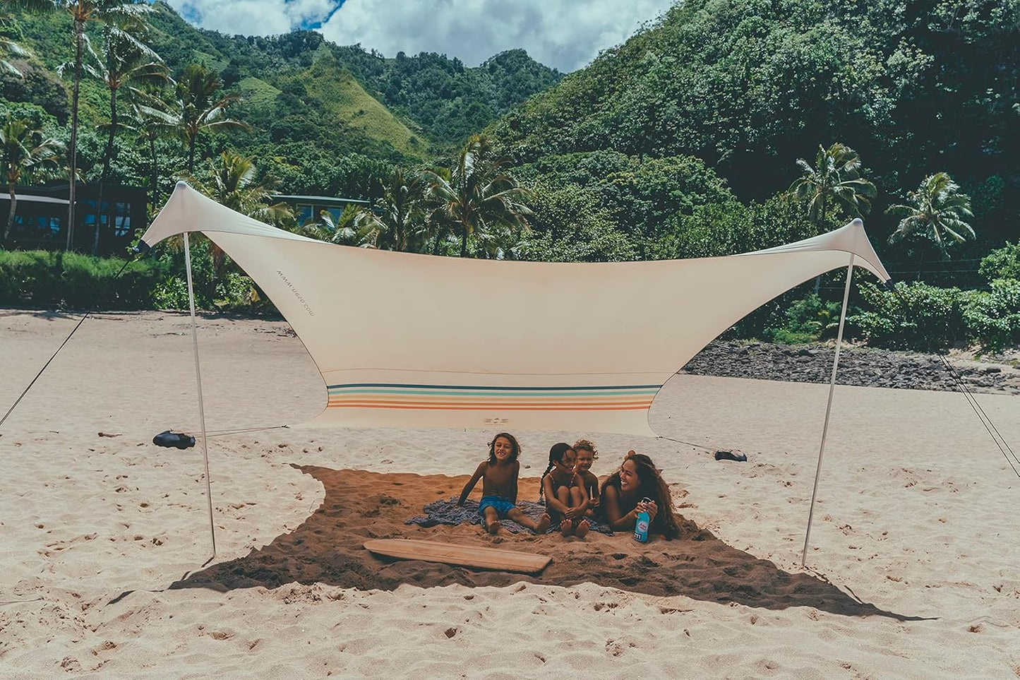 Neso Tents Beach Tent with Sand Anchor, Portable Canopy Sunshade - 7' x 7' - Patented Reinforced Corners (Rainbow)