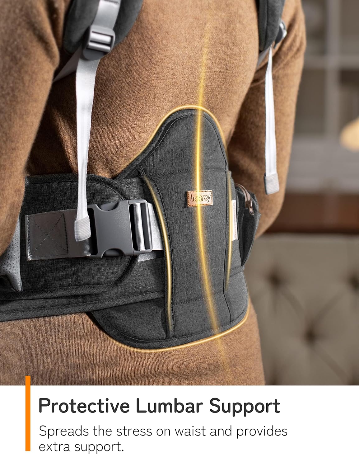 besrey Baby Carrier Hip Seat for Dad, Front Summer Infant Carrier Newborn to Toddler, Plus Men Backpack Holder, Harness for Carrying Infant, Hip Seat with Strap