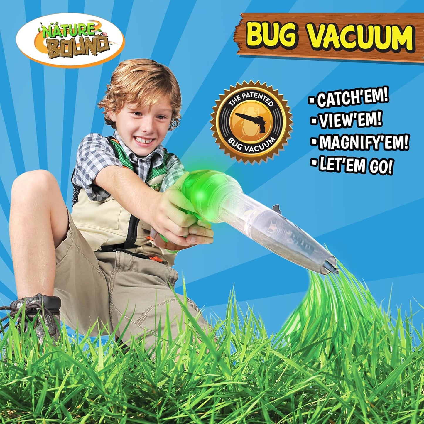 Nature Bound Bug Catcher Toy, Eco-Friendly Bug Vacuum, Catch and Release Indoor/Outdoor Play, Ages 3 to 12, Complete Kit for Kids (Upgraded Style)