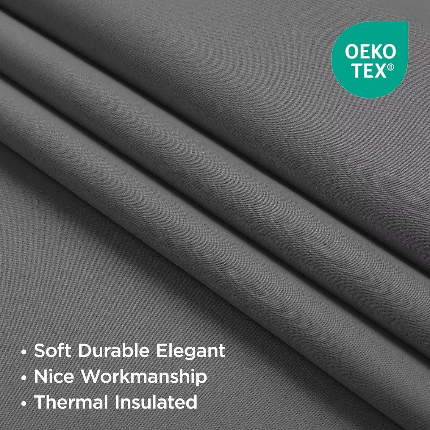 Joydeco Blackout Curtains 96 Inches Long, Thermal Insulated Black Out Curtains 2 Panels Set for Bedroom, Room Darkening Drapes for Living Room Window (W37 x L96 Inch, Light Grey)