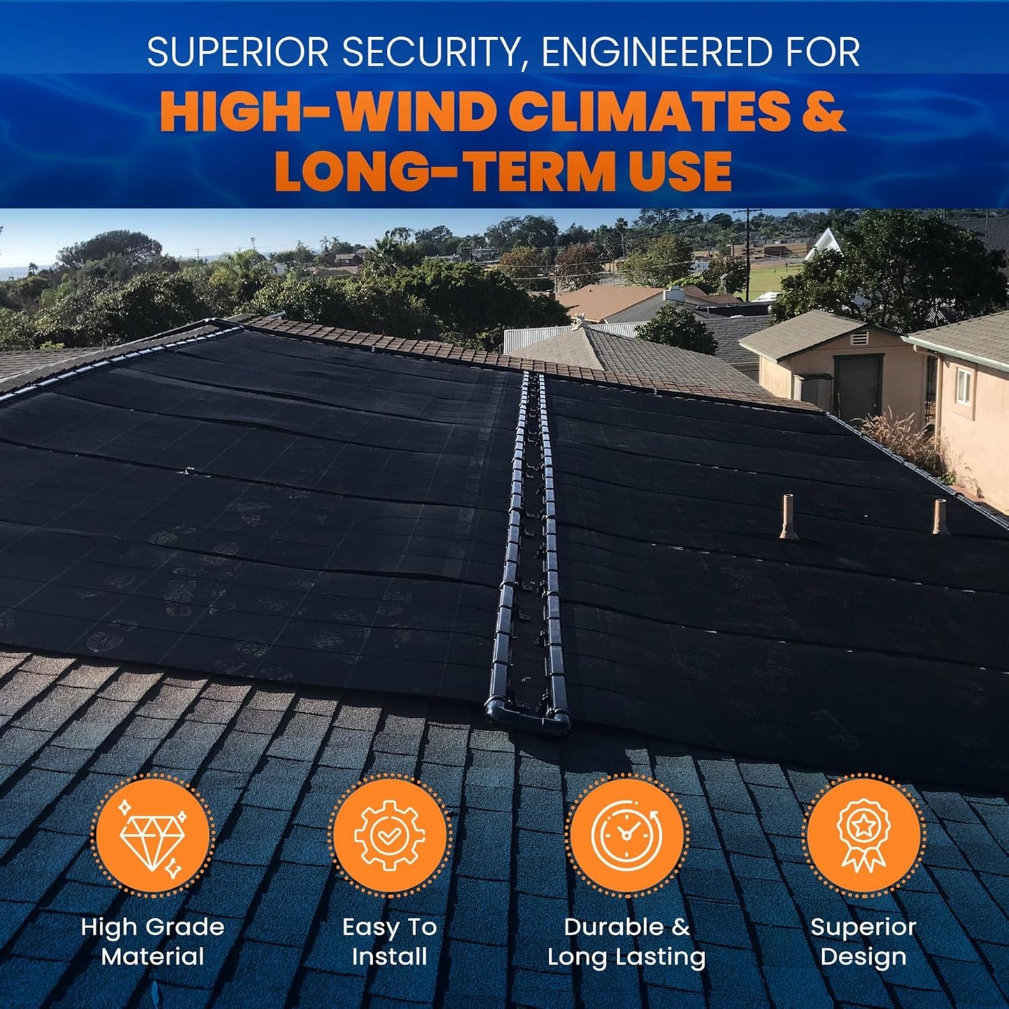 Industrial Grade Solar Pool Heater DIY Kit - Superior High-Wind Strapless Mounting System & Maximum Freeze Resistance (5-4'x10.5' / 210 Square Feet)