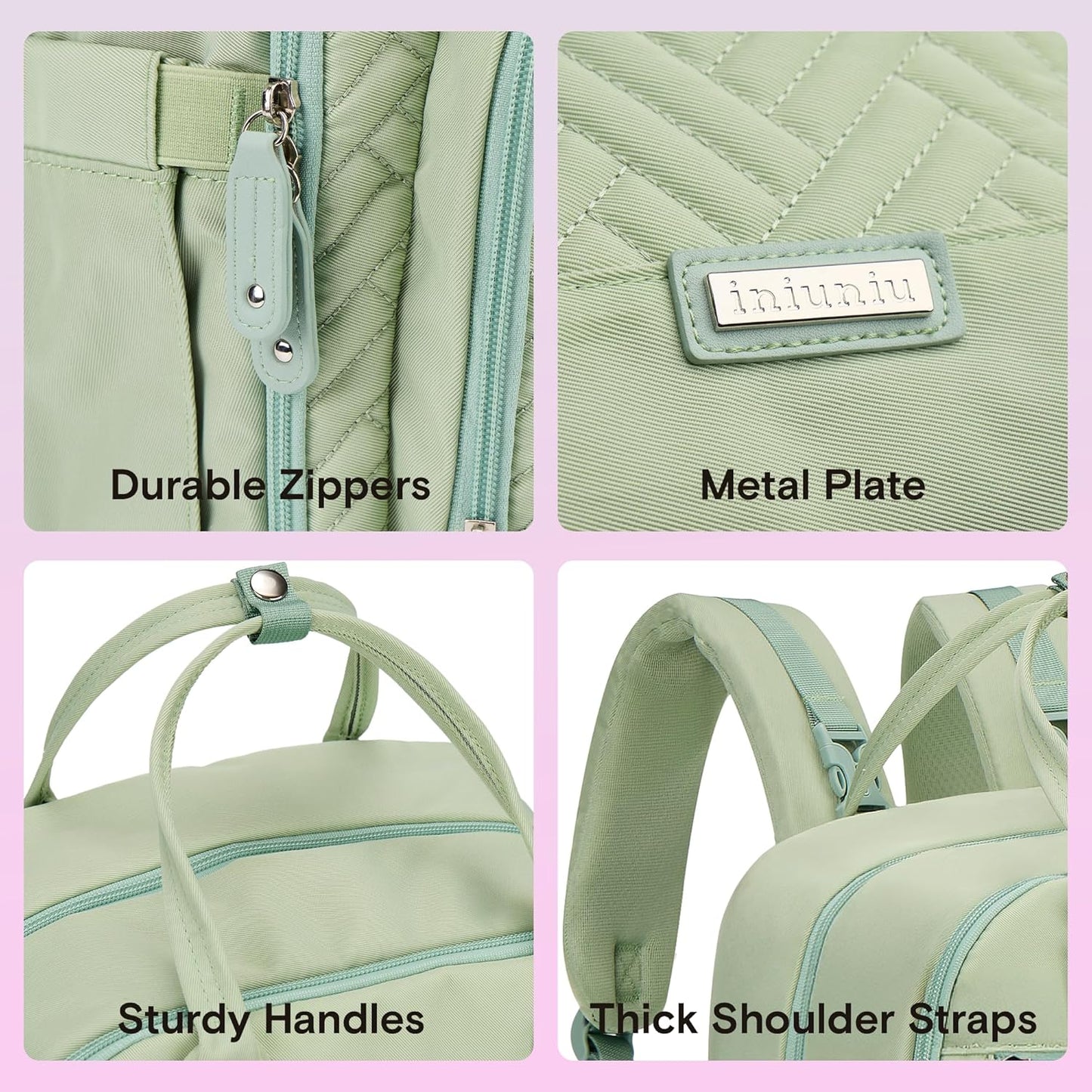 iniuniu Diaper Bag Backpack, 4 in 1 kit Large Unisex Baby Bags for Boys Girls, Waterproof Travel Back Pack with Diaper Pouch